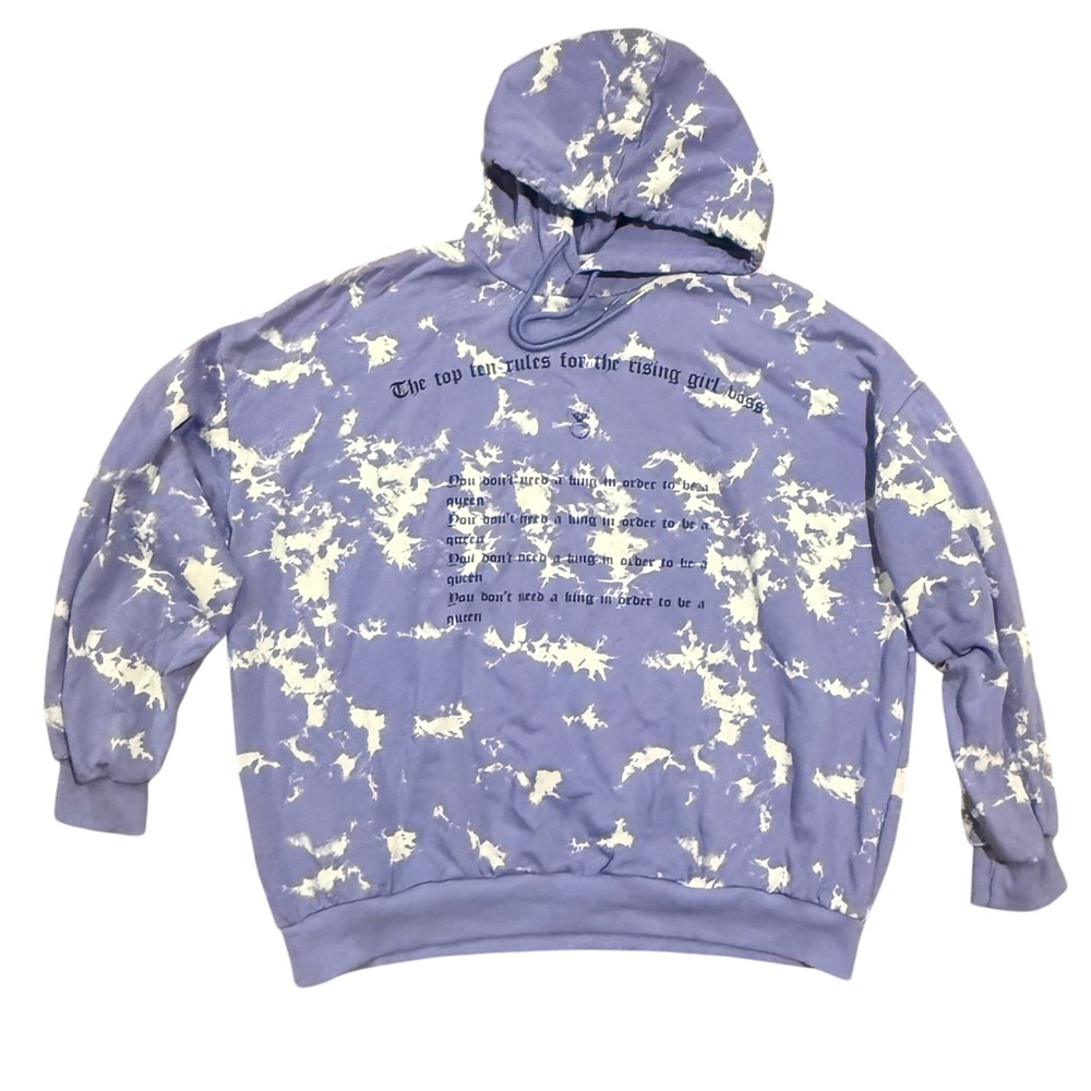 Adika Womens Purple Tie Dye Hoodie‎ Sweatshirt Oversized Girl Boss Rules Large